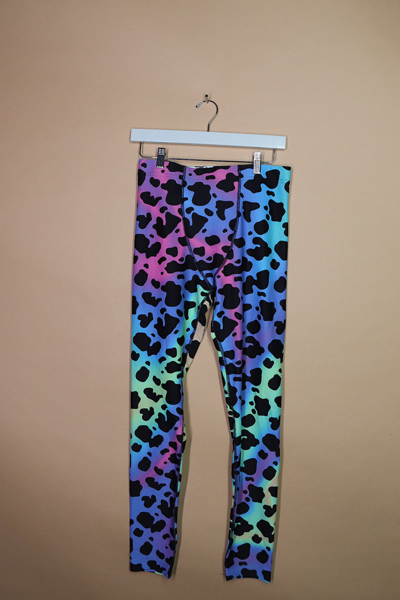 Sample#02225- Rainbow Ombre Cow Print Tights-M