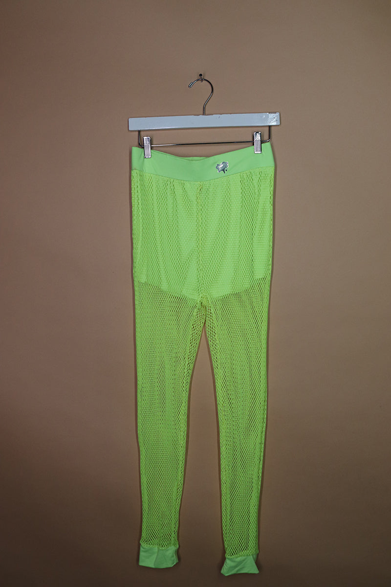 Sample#02234- Neon Yellow Mesh Joggers-L