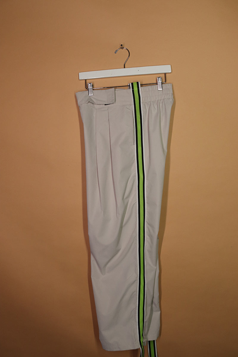 Sample#02242- Khaki Baggy Pleated Side Stripe Pants-S