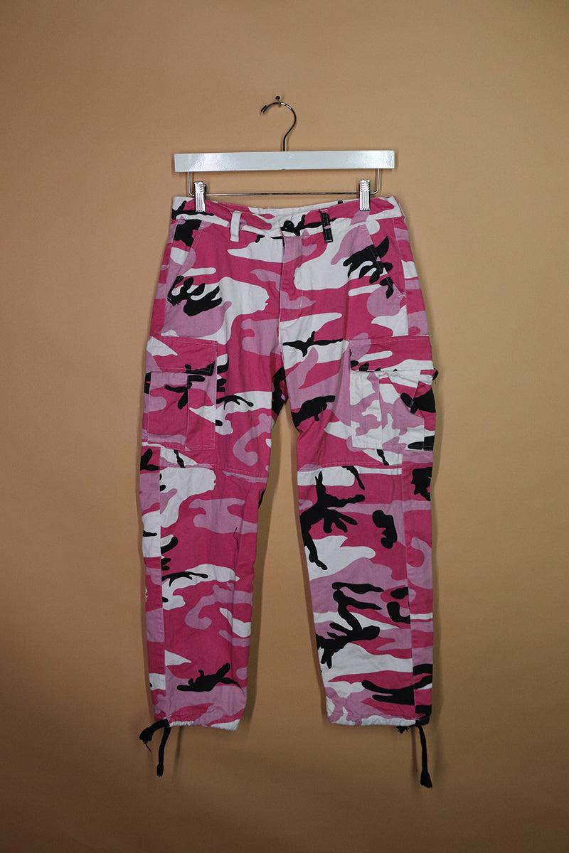 Sample#02248- Camo Pink Cargo Pants-XS