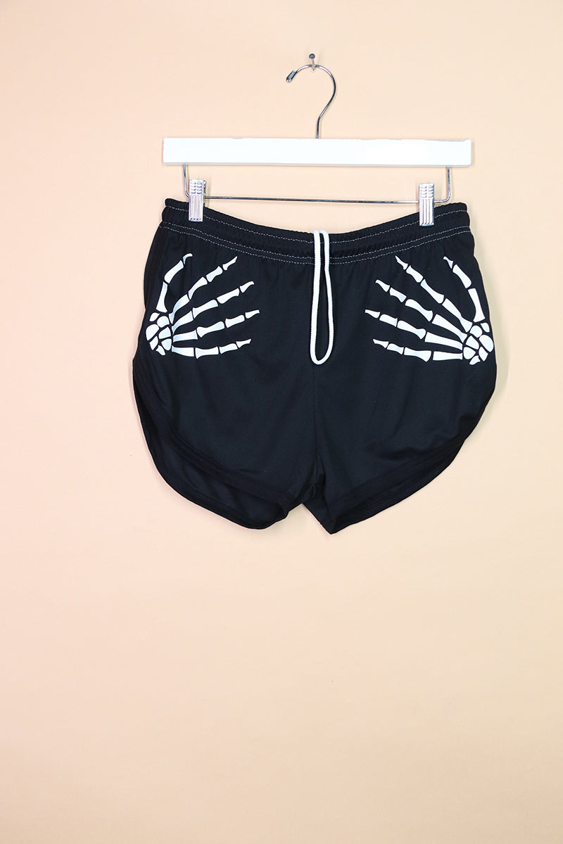 Sample#02280- Skeleton Hand Running Shorts- S