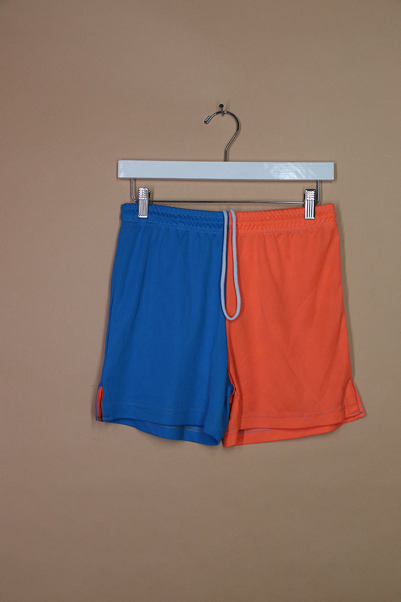 Sample#02289- Split Athethic Shorts Orange and Blue-S