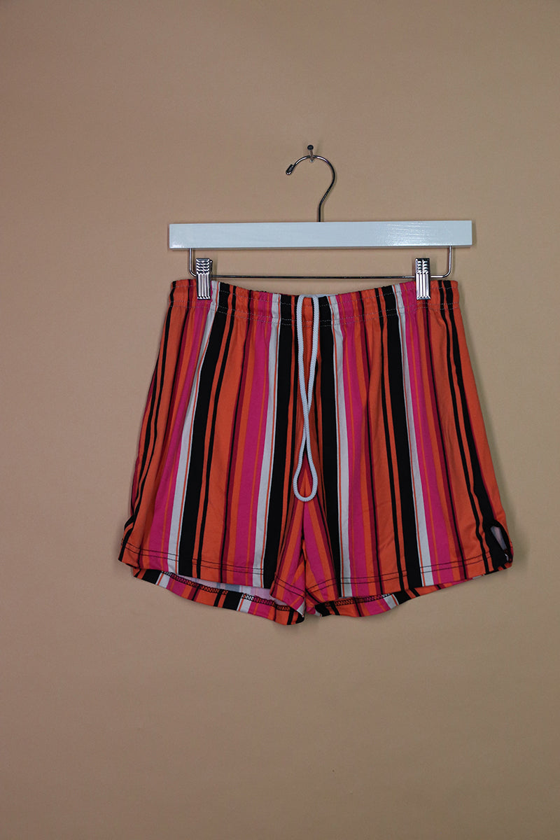 Sample#02290- Pink And Orange Stripe Atheltic Shorts-S