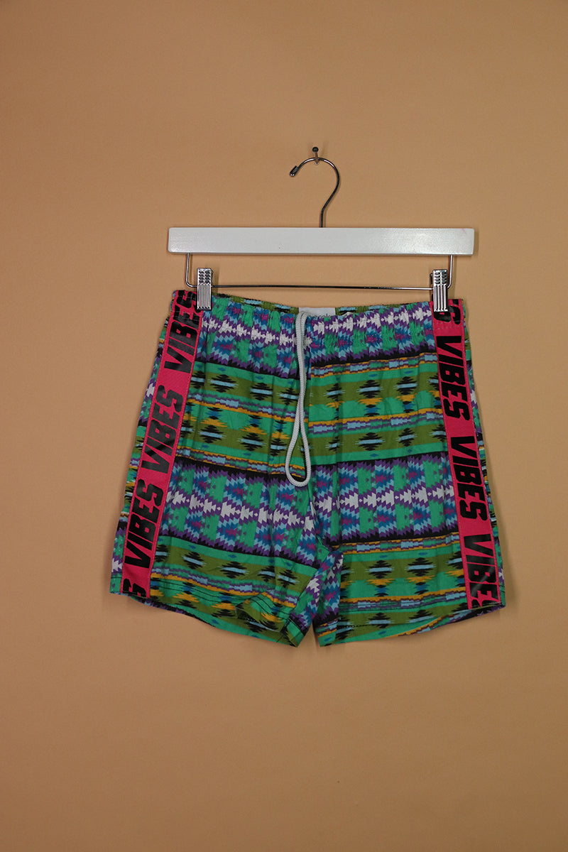 Sample#02293- Vines Green Print Athletic Shorts-S