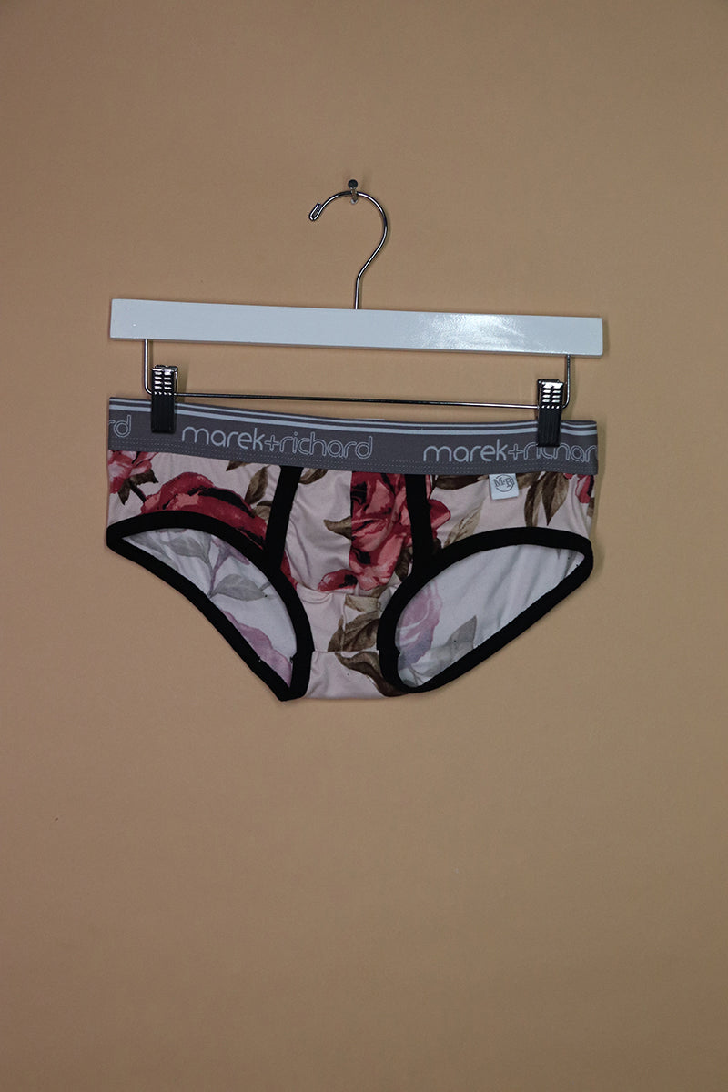 Sample#02351- Pink Antique Floral Brief-S