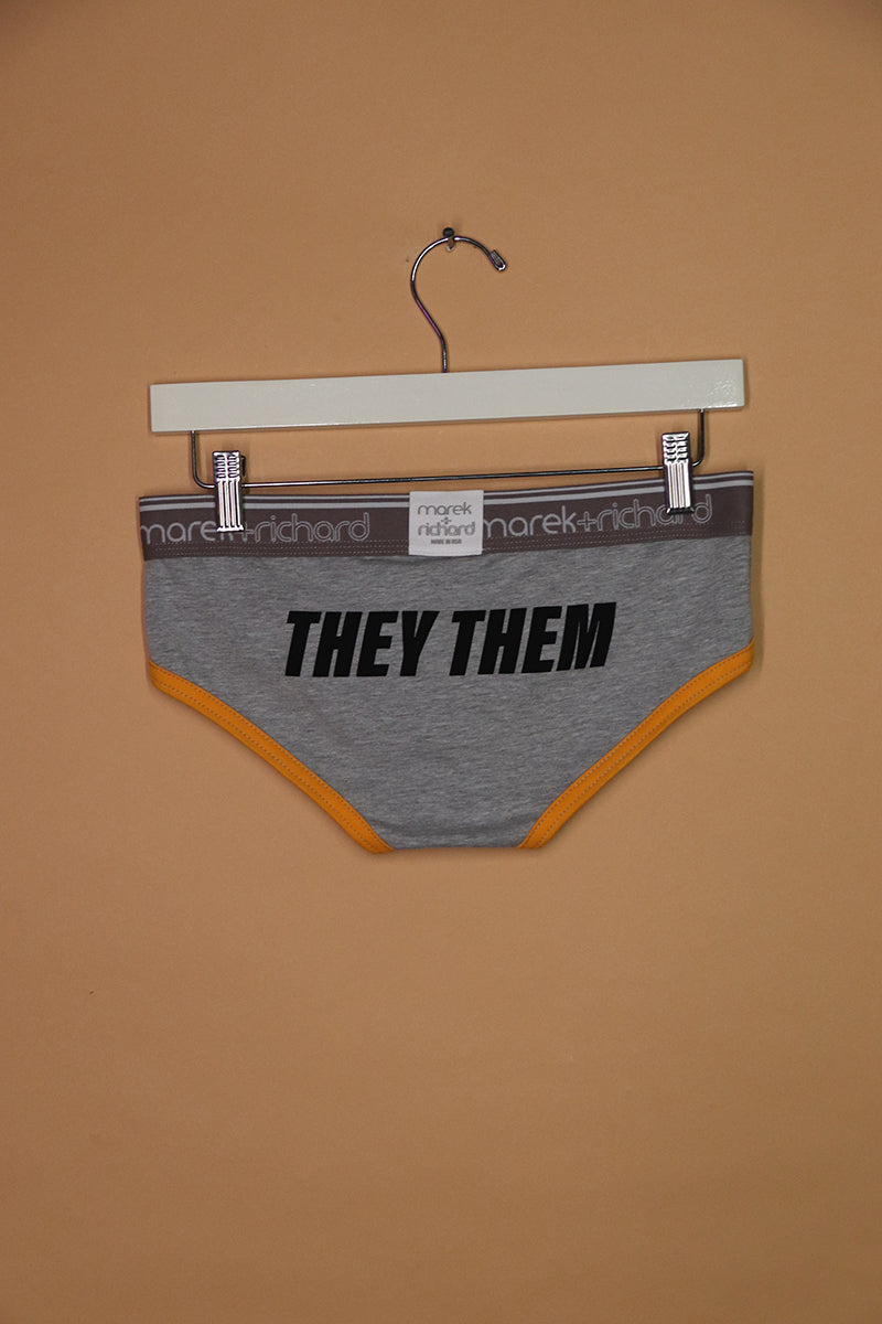 Sample#02486- They/Them Pronouns Grey Brief-S