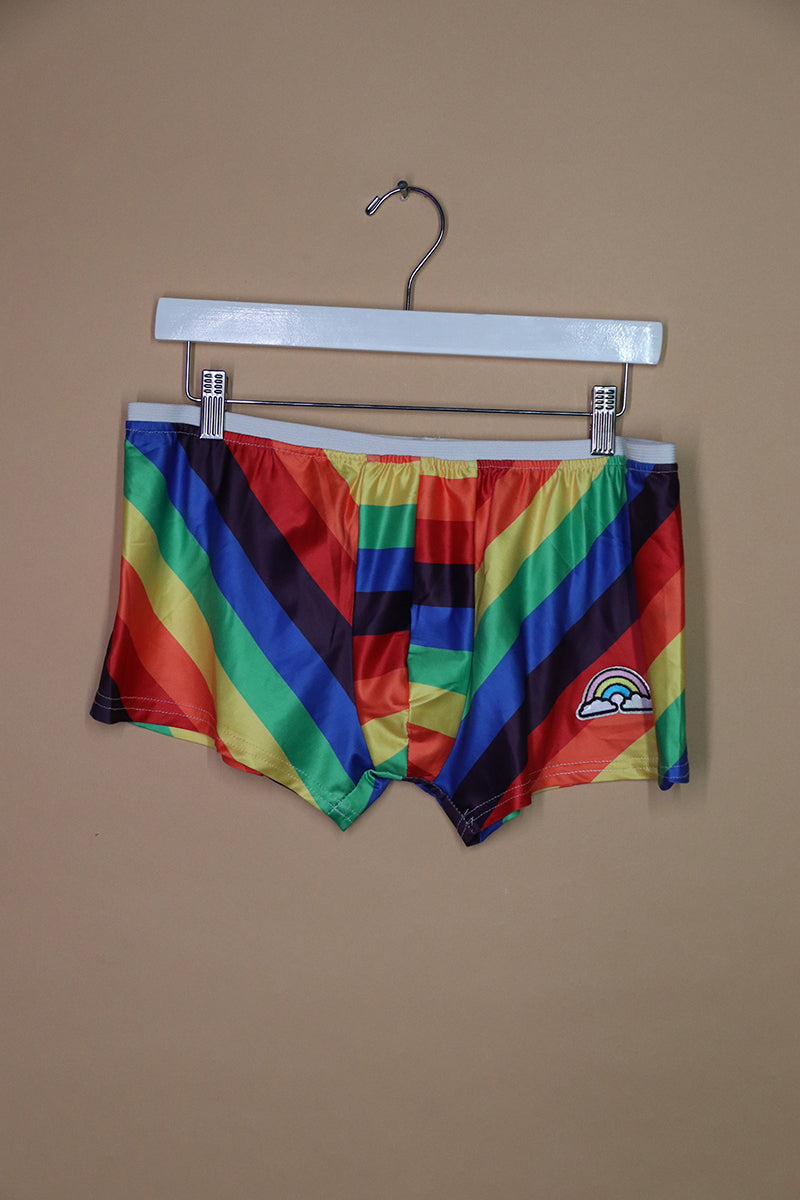 Sample#02509- Rainbow Pacth Stipes Boxer Trunk-M