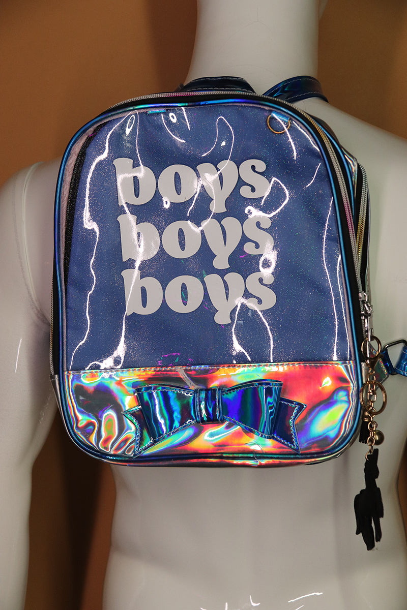 Sample#02546- Boy Boys Boys Vinyl Blue Backpack