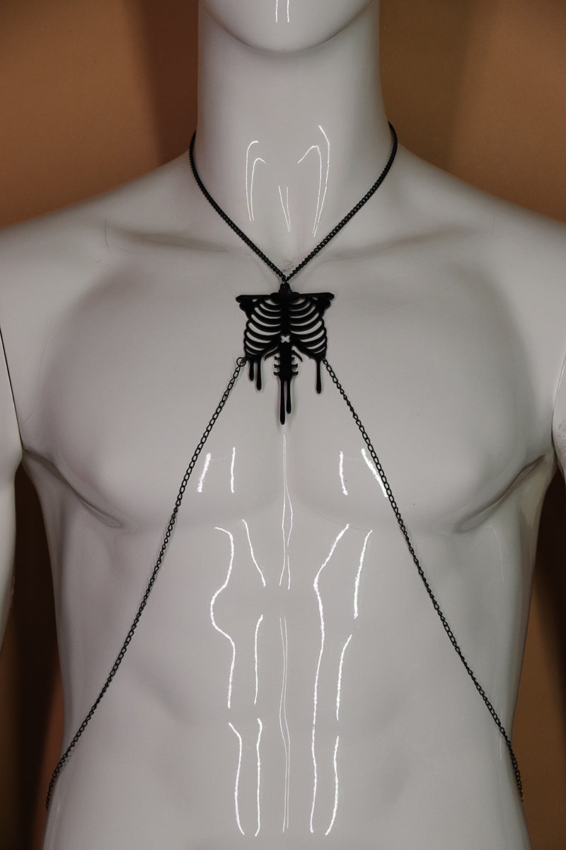 Sample#02582- Rib Cage Acrylic Black Harness