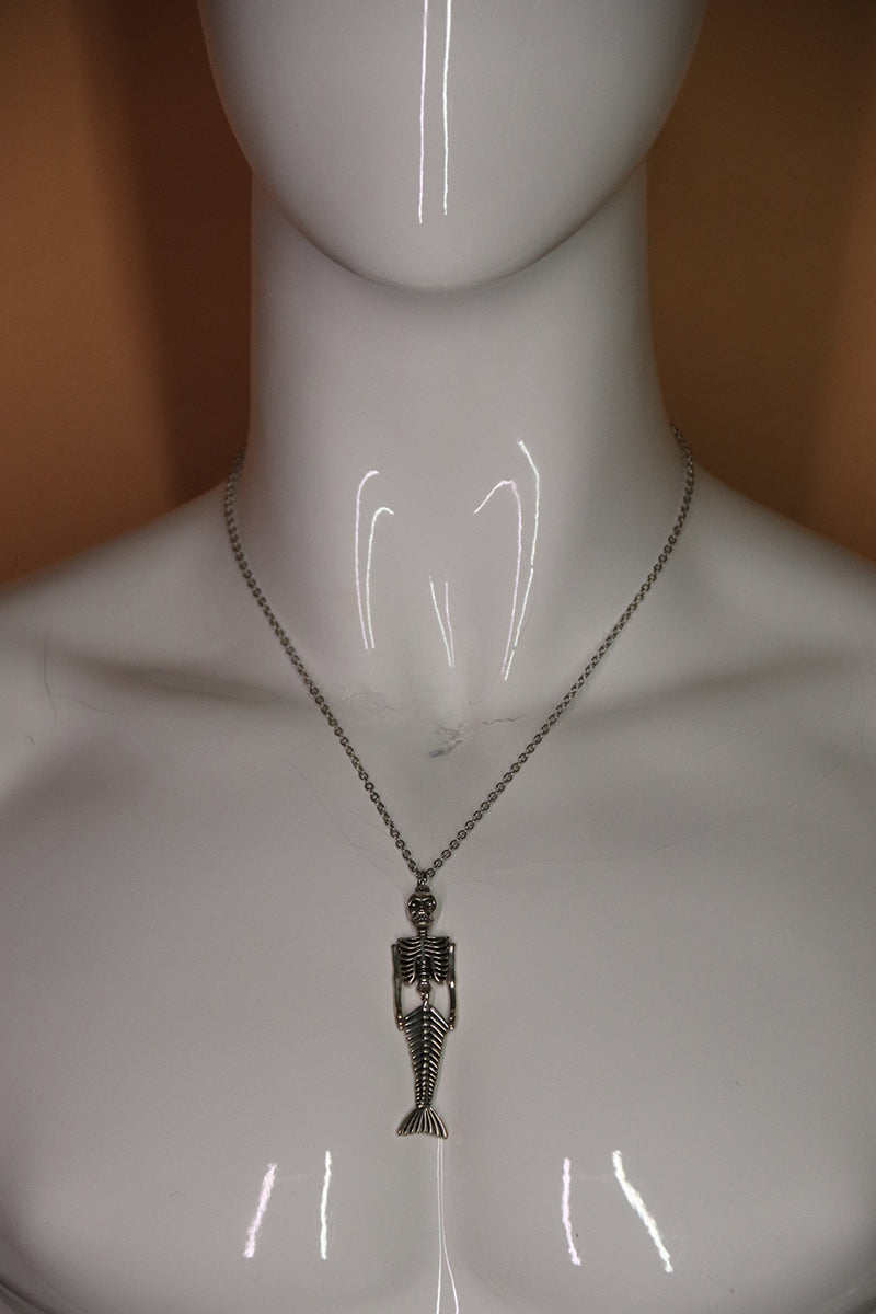 Sample#02593- Merman Skeleton Silver Necklace