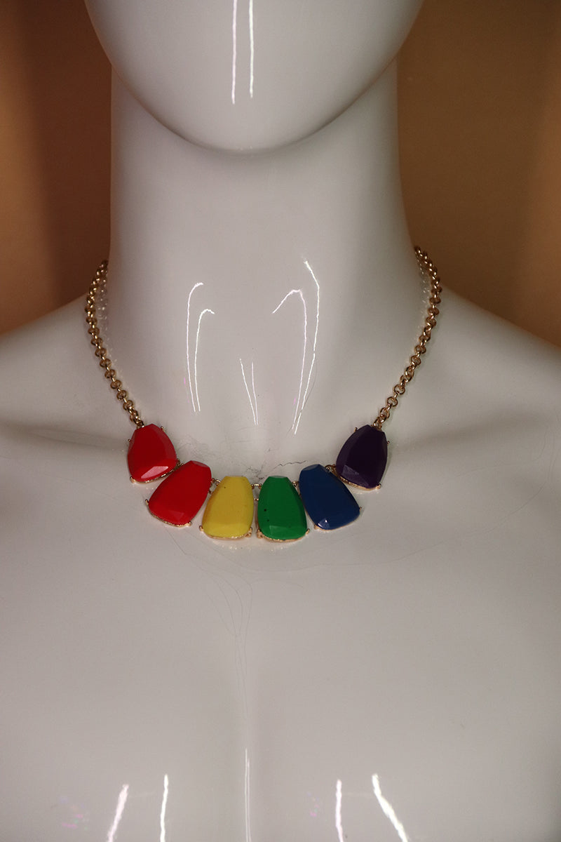 Sample#02606- Rainbow Gems Necklace