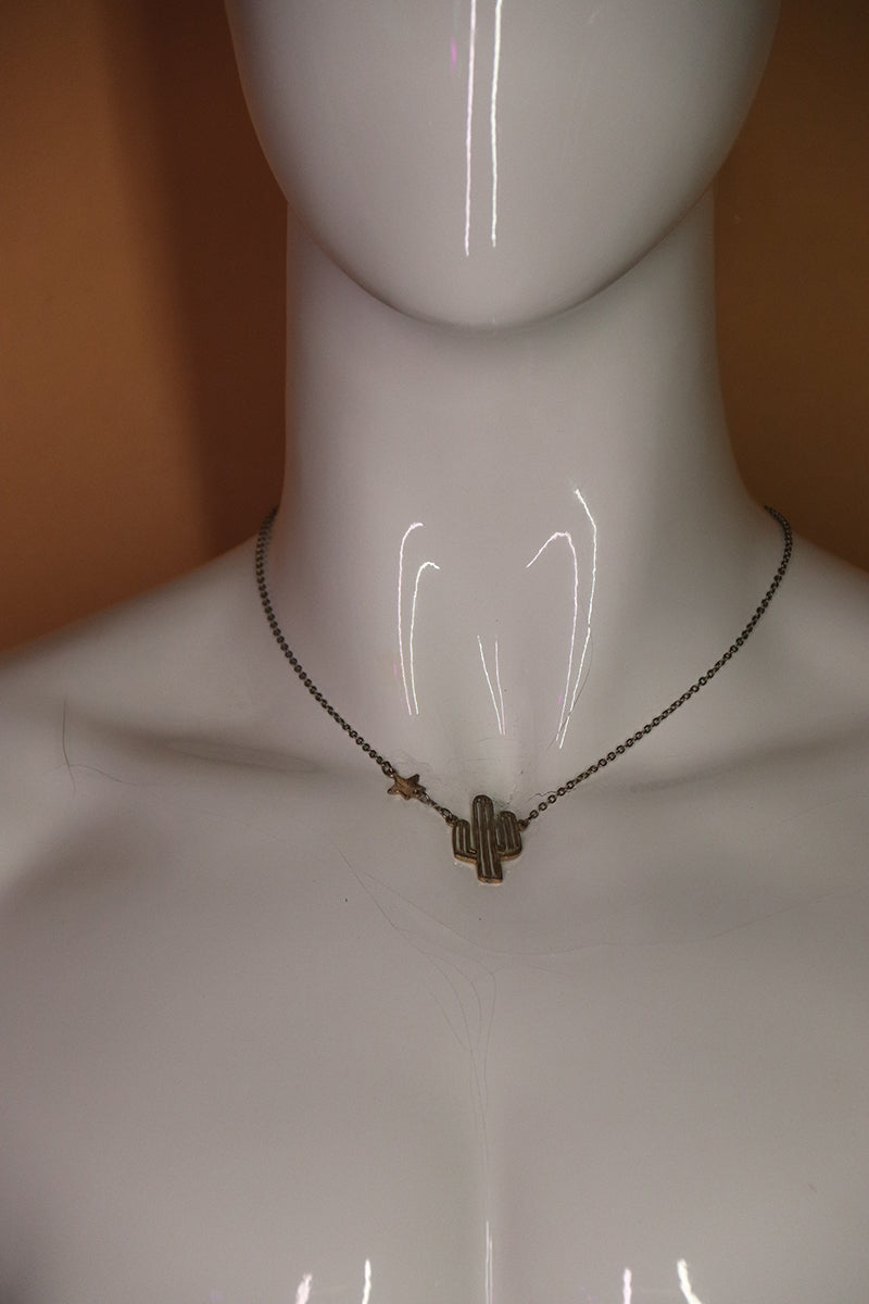 Sample#02626- Gold Cactus Necklace