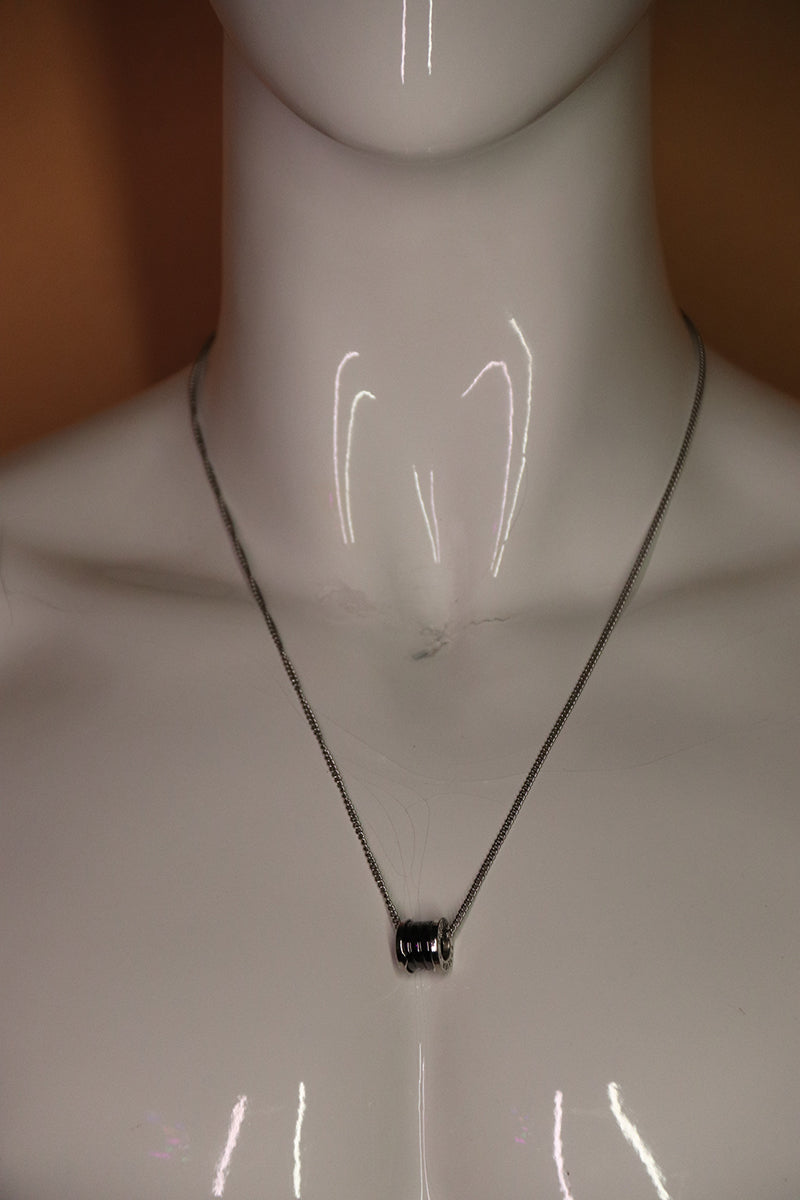 Sample#02637- Spool Metallic Silver Necklace