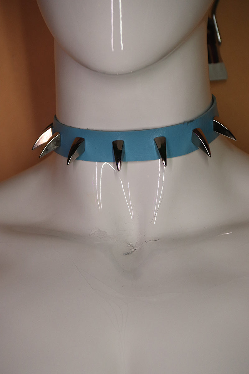 Sample#02655- Sky Blue Spiked Choker