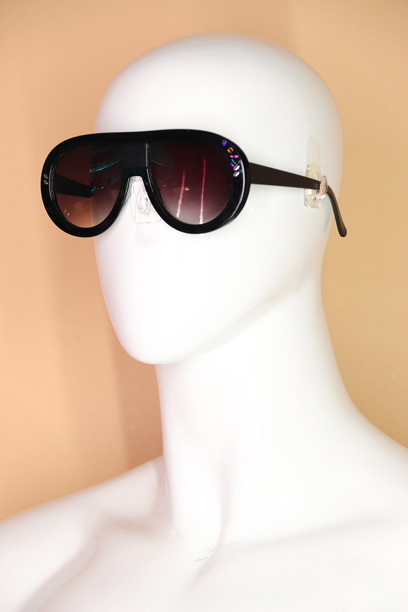 Sample#02742- Modern Retro Black Sunglasses