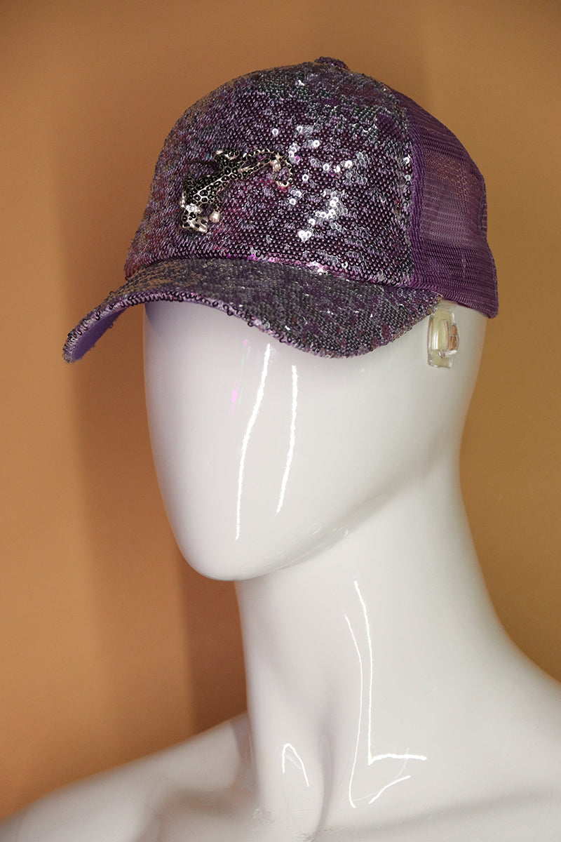 Sample#02768- Jaguar Mermaid Scale Purple Trucker Hat