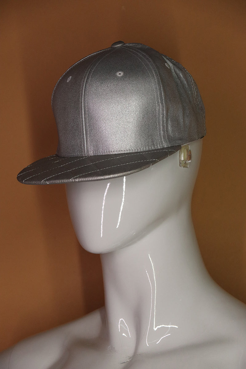 Sample#02795- Metallic Quilted Bill Snapback Hat