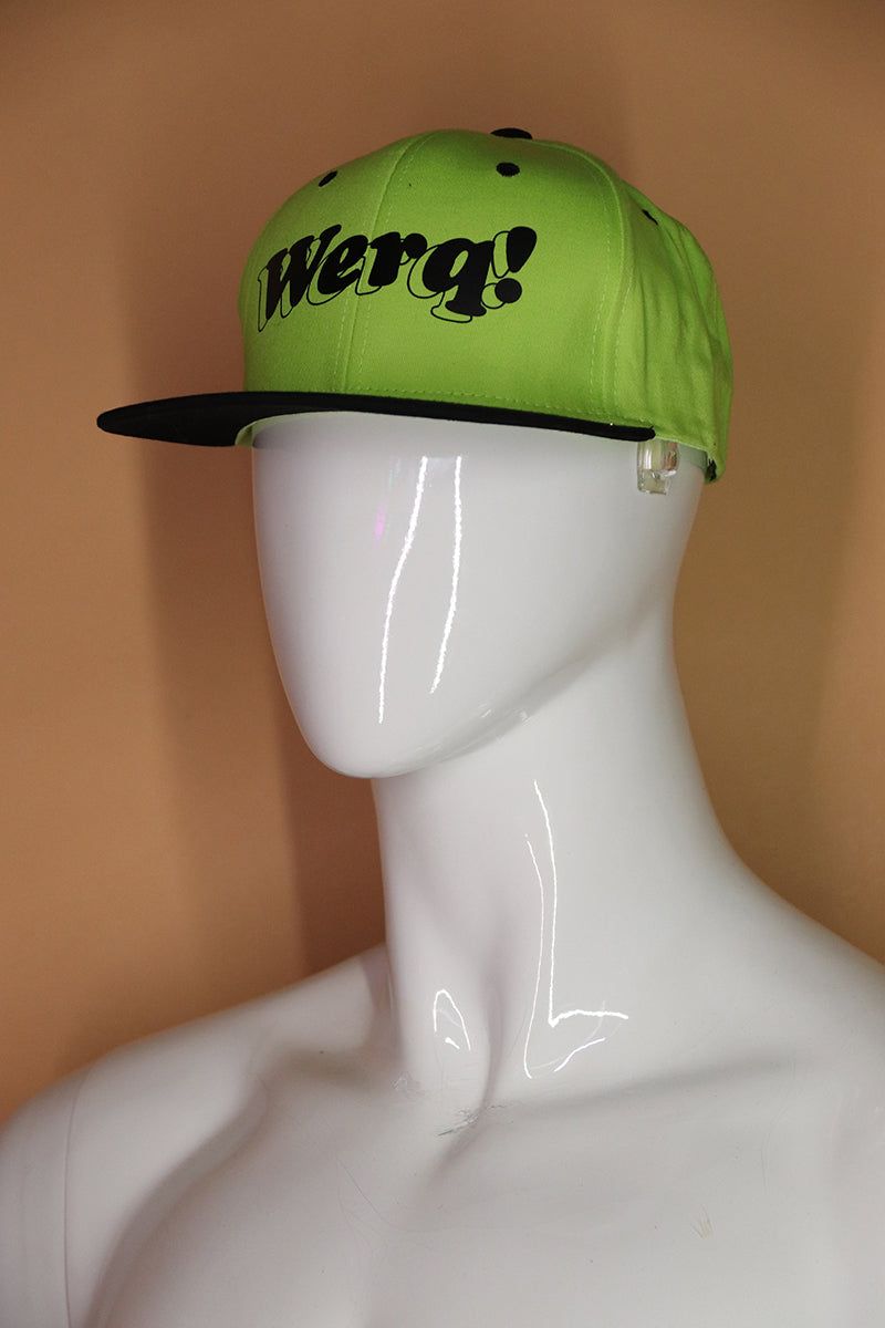 Sample#02812- Werq! Neon Green Snapback Hat