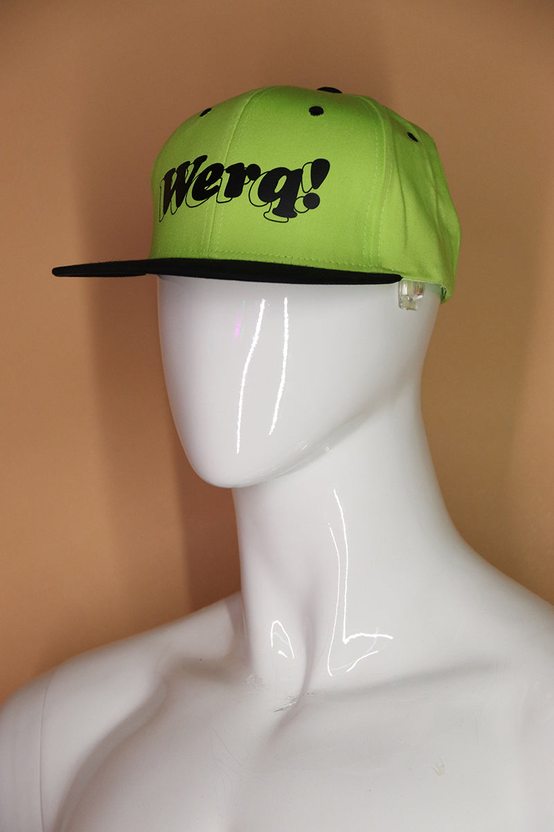 Sample#02814- Werq! Neon Green Snapback Hat