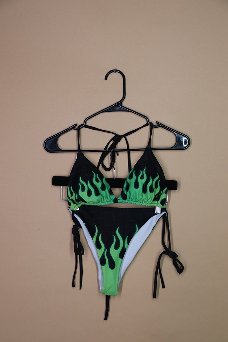 Sample#02846-Flames Two Piece Set Bodysuit-M