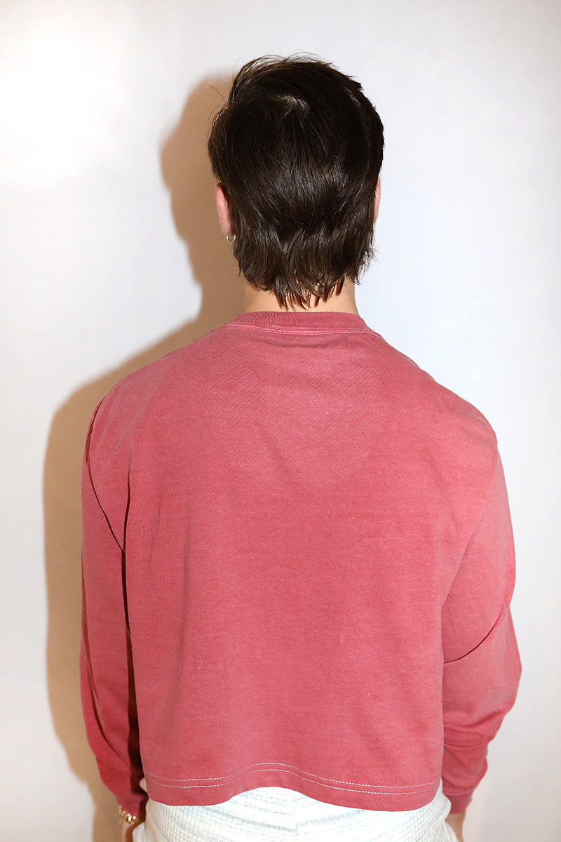 Santa Sugar Daddy Vintage Oversize Long Sleeve Crop Tee- Red