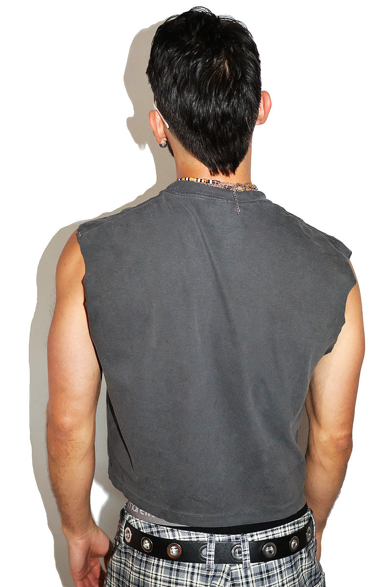 You Show Me Yours Vintage Oversize Crop Tank- Black