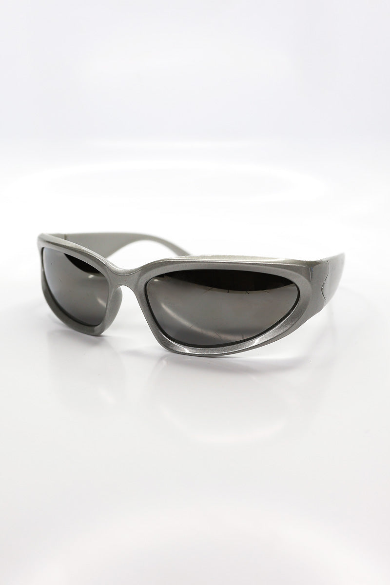 Futuristic Oval Sunglasses – Silver