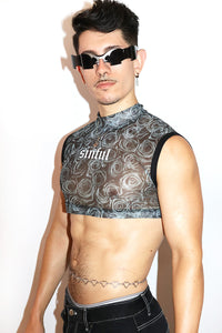 Sinful Mock Neck Extreme Fitted Crop Tank- Black