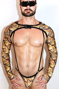 Dragon Scales Buckle Arm Guard Harness- Gold