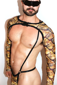 Dragon Scales Buckle Arm Guard Harness- Gold
