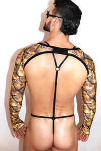 Dragon Scales Buckle Arm Guard Harness- Gold