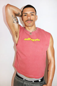 Sniff My Pits Oversized Crop Tank- Red