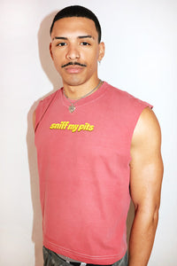 Sniff My Pits Oversized Crop Tank- Red