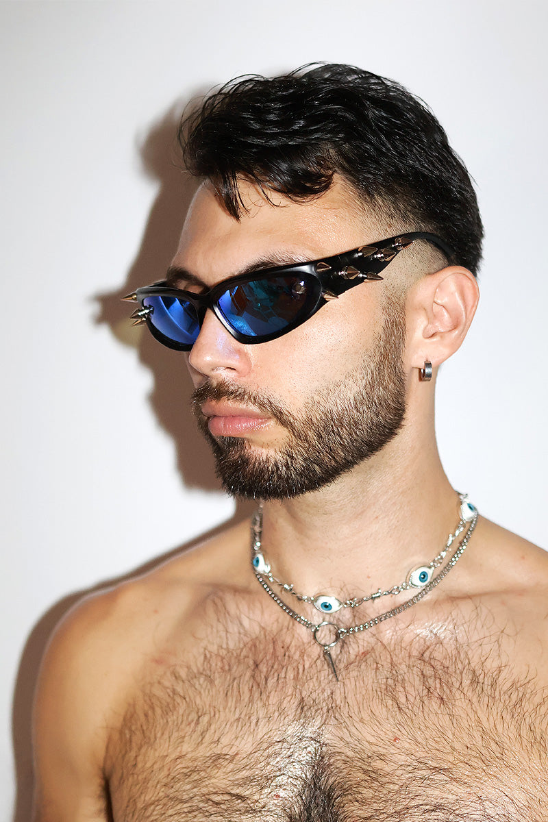 Spike Wrap Sunglasses – Black