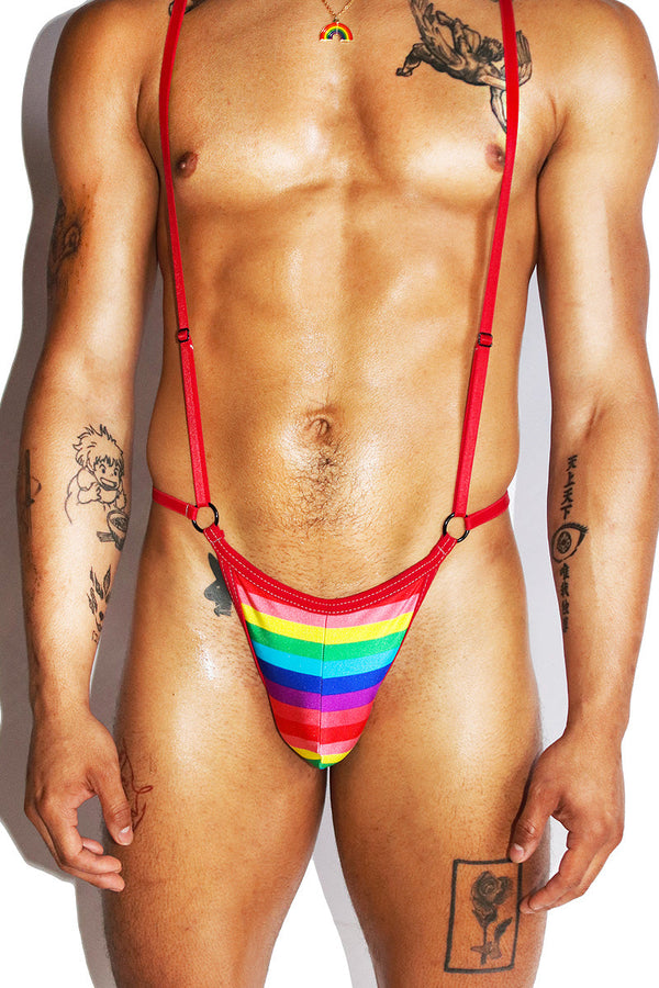 Rainbow Elastic Body Thong- Multi