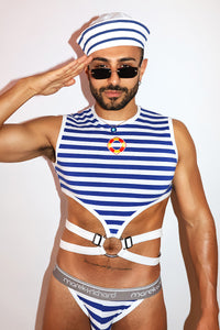 Sailor's Club Elastic Crop Tank - Navy