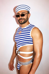 Sailor's Club Elastic Crop Tank - Navy