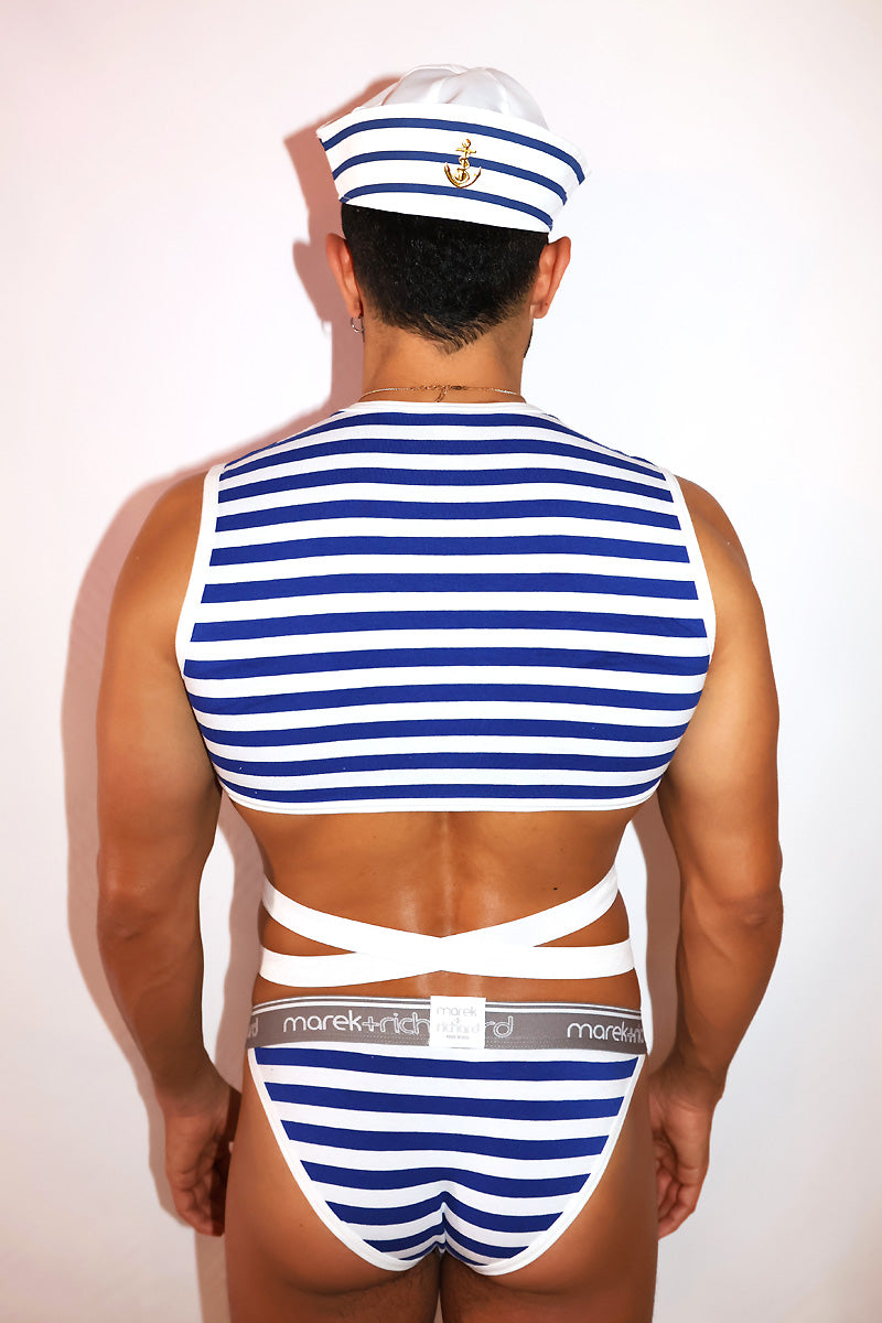 Sailor's Club Elastic Crop Tank - Navy
