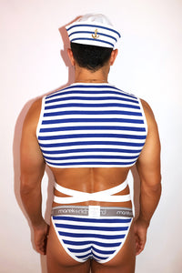 Sailor's Club Elastic Crop Tank - Navy