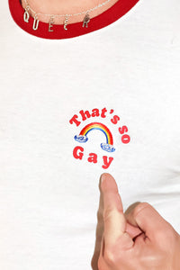 That's So Gay Ringer Baby Crop Tee-Red