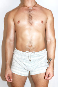 Cozy Rib Knit Booty Shorts- Cream