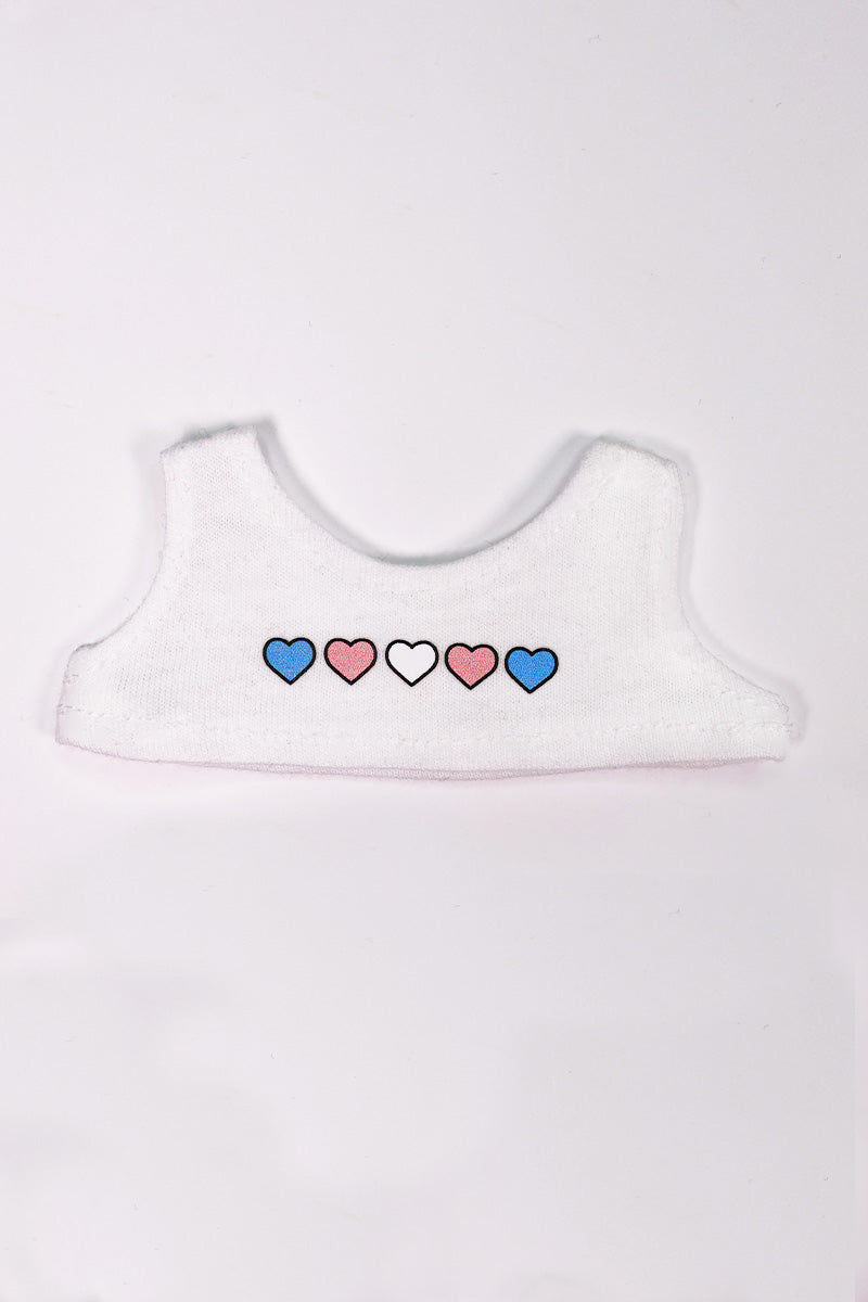 Trans Hearts Fashion Figure Crop Tank- White