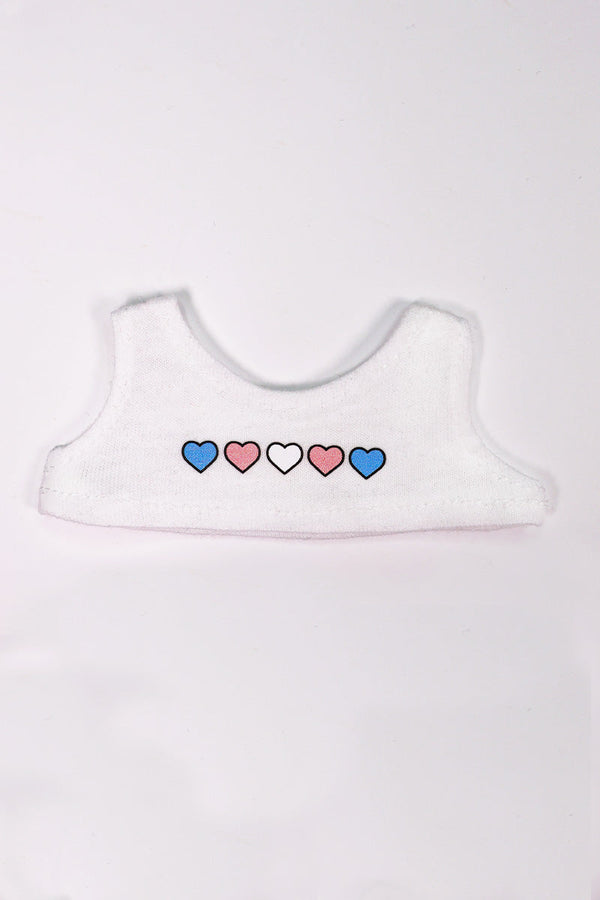 Trans Hearts Fashion Figure Crop Tank in White