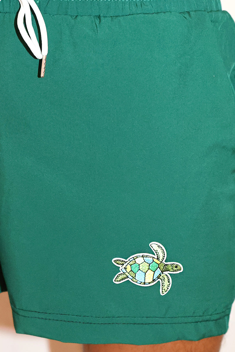 Sea Turtle Print Board Shorts - Green
