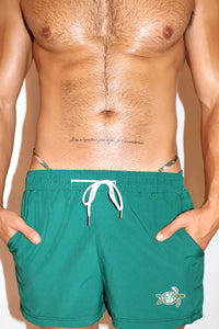 Sea Turtle Print Board Shorts - Green