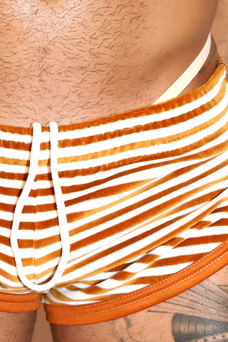 Velvet Ropes Stripe Shorty Running Shorts -Gold