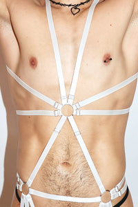 Shibori Elastic Body Harness-White