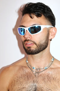 Speckled Cat-Eye Sunglasses – White