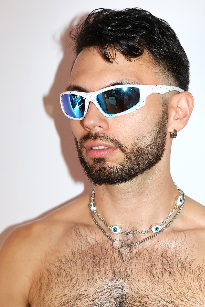 Speckled Cat-Eye Sunglasses – White