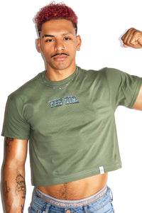 Yes Sir Crop Tee- Army